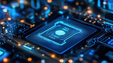Close-up of a glowing circuit board