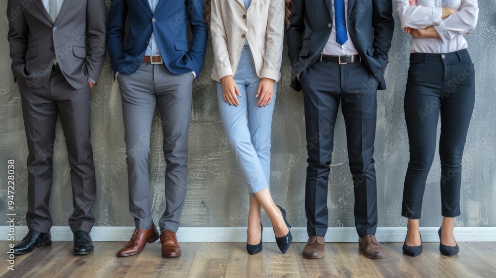 Poster a group of professionals standing side by side, ideal for use in presentations or corporate settings