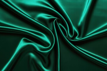 Obraz premium Polished Emerald Green Silk Cloth Texture Backdrop for Elegant Designs