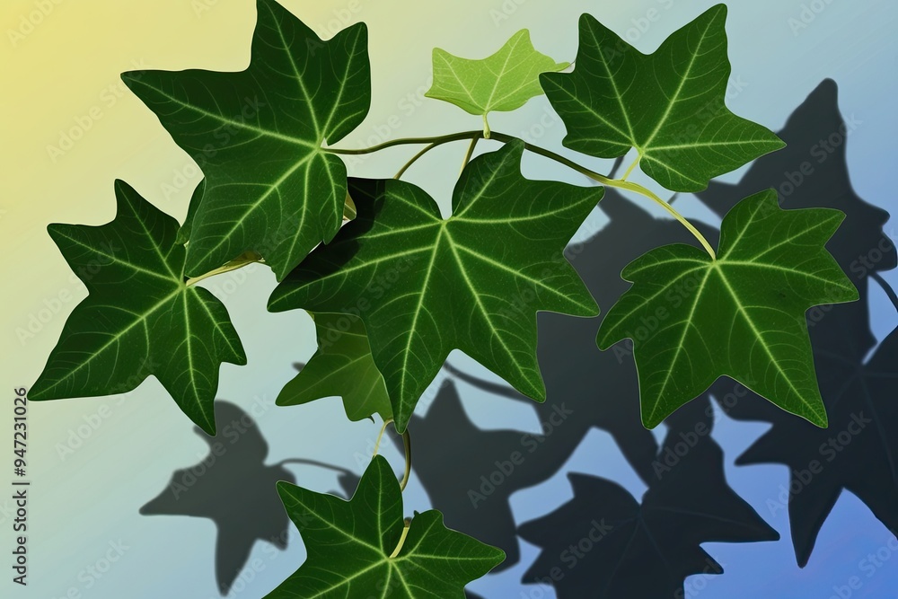 Aufkleber cosmopolitan ivy leaves with soft shadow overlay effect and gradient background