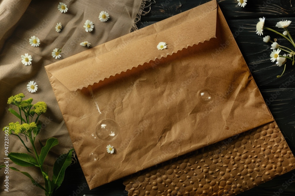 Poster A single sheet of brown paper sits atop a table, providing a simple and humble backdrop for various uses