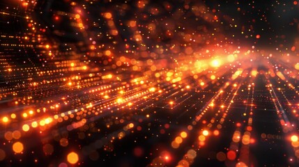 Obraz premium Create a vibrant futuristic backdrop featuring dynamic lines in glowing gold and red hues, ideal for engaging digital presentations or video games