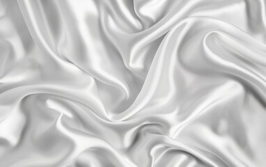 Smooth and shiny white silk fabric creating soft folds and textures.