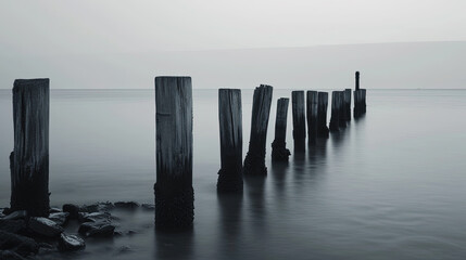 Wood Posts In Twilight