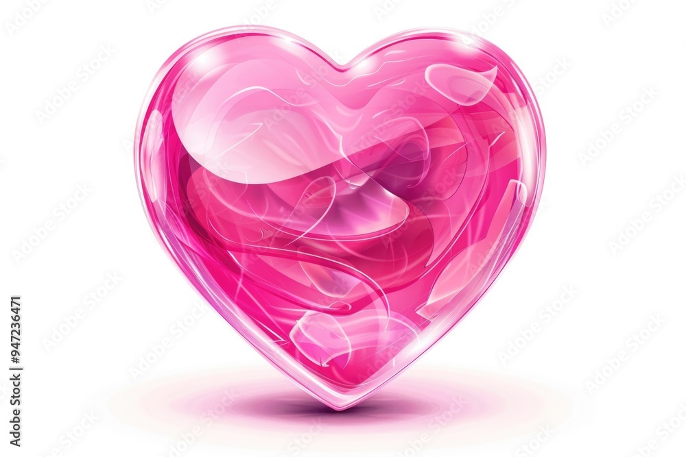 Poster a pink heart shaped object on a white background