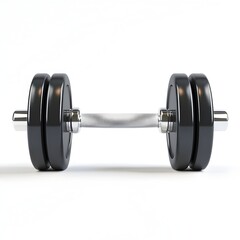 Fototapeta premium Black Dumbbells on White Background Showing Fitness Workout Equipment for Strength Training