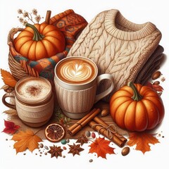 Embrace autumn with cozy sweaters, warm drinks, and pumpkins. Perfect for seasonal promotions, fall recipes, and lifestyle branding.