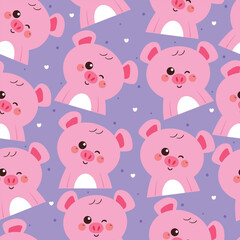 seamless pattern cartoon pig. cute animal wallpaper for fabric print, gift wrap paper