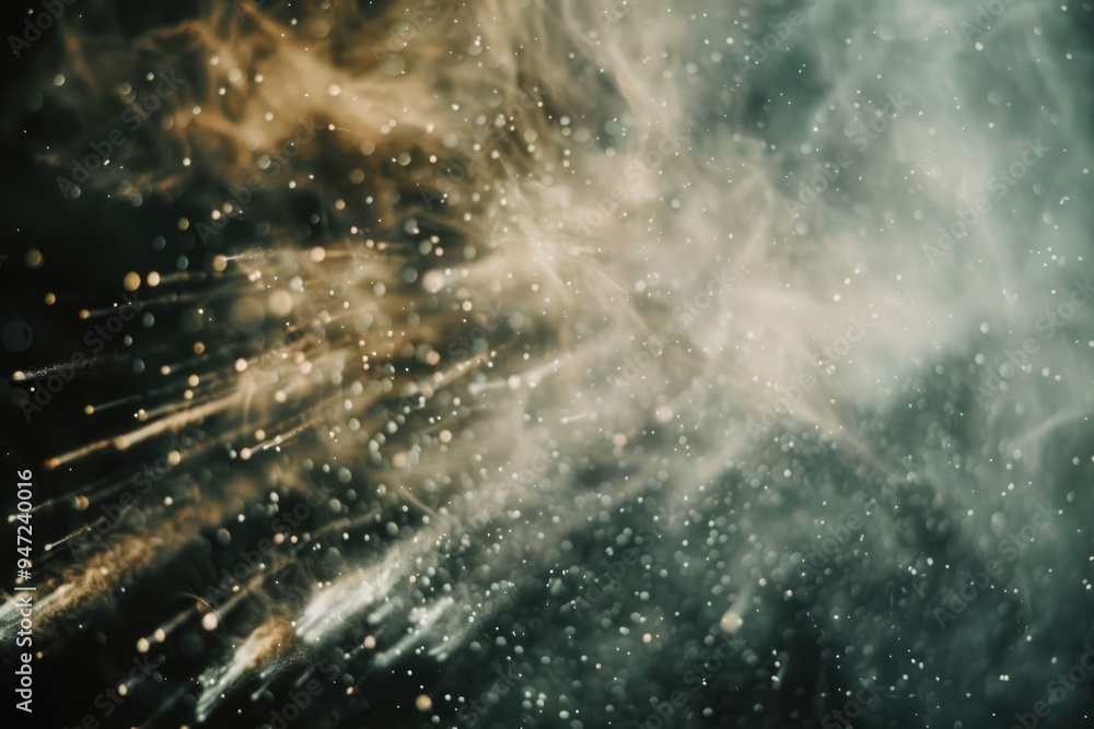 Poster Close-up of a firework exploding on a black background, great for abstract art or dark-themed designs