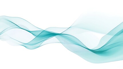 Abstract Teal Waves on White Background