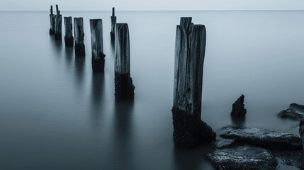 Wood Posts In Twilight