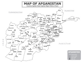 Geography politics map of countries. Map of country with capital, state capital, major cities and town.