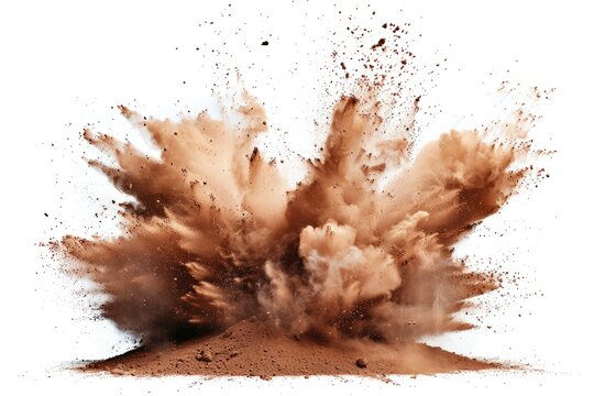 A massive brown dust cloud erupting from the ground, possibly due to geological activity or natural disaster