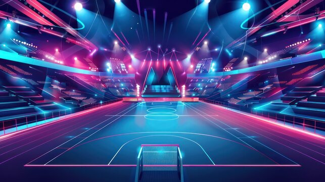 Futuristic Arena with Neon Lights