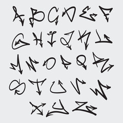 Set of graffiti tag letter arrow doodle hand drawn
