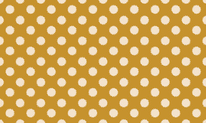 A hand-drawn polka dot background. The design is warm and inviting.brown,beige.