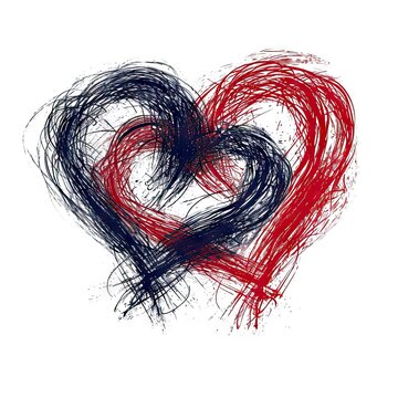 Pencil hand drawn scibble heart white background