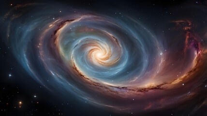 Spiral Galaxy in Deep Space with Vibrant Colors and Starry Background