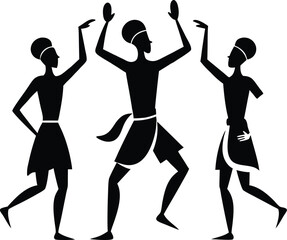 Obraz premium Tribal Dance Dark Silhouette Shapes Vector Set
