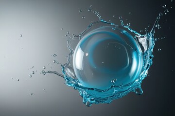 Fototapeta premium Cyan Cloud Bubble Splash Isolated on Stark Background