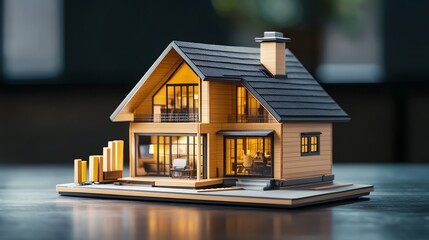 A detailed model house showcasing modern architecture, perfect for design concepts and real estate presentations.