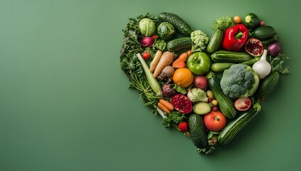 Heart Shape Made from Fruits and Vegetables for Healthy Eating