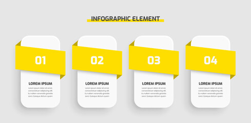 Business Infographic Presentation Template Abstract Design with Yellow Color Icon and 4 Number