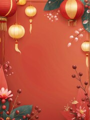 Obraz premium Digital illustration Chinese New Year background background deep