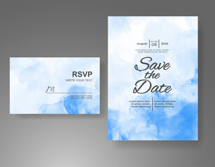 Wedding invitation with Abstract splashed watercolor background