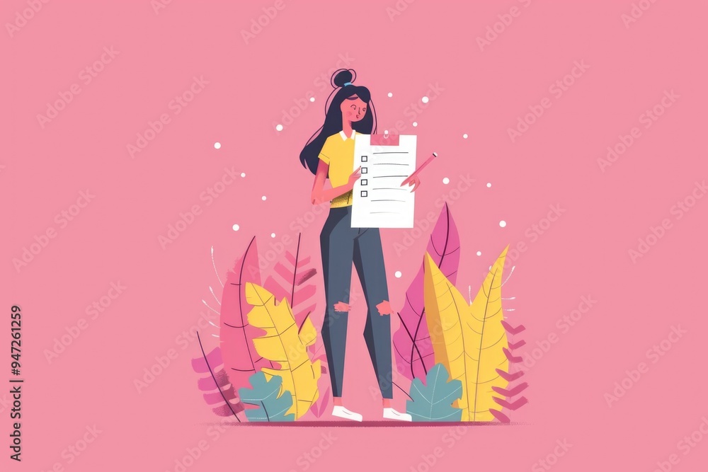 Poster a person holding a piece of paper with a task list, great for office or home use