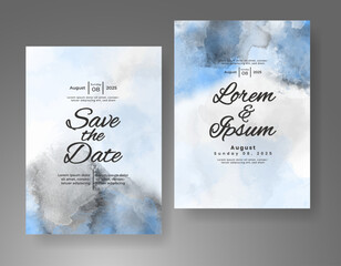 Wedding invitation with Abstract splashed watercolor background