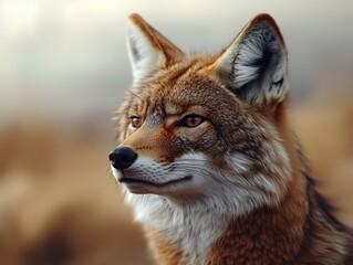Obraz premium Coyote, Canis latrans, gazing in the desert grasslands