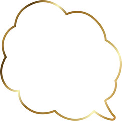 Speech bubble outlined glossy gold style