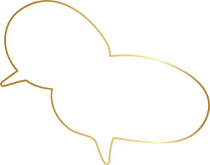 Speech bubble outlined glossy gold style