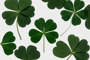 Obraz premium Refreshing Tropical Clover Leaf Shadows with Bold Overlay Effect and Clear Backdrop
