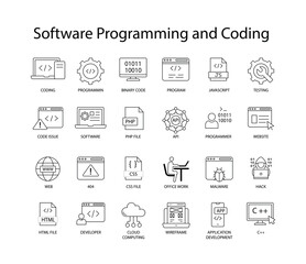 Comprehensive Programming Coding Icon Set: Software Development & Developer icon set.