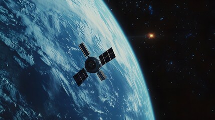 Exploring the Final Frontier: A Satellite's Journey Orbiting the Earth with a Majestic View of Our Blue Planet