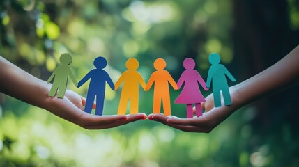 Diversity inclusion and equality concept paper people silhouettes on hands