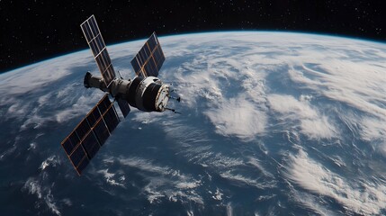 Exploring the Final Frontier: A Satellite's Journey Orbiting the Earth with a Majestic View of Our Blue Planet