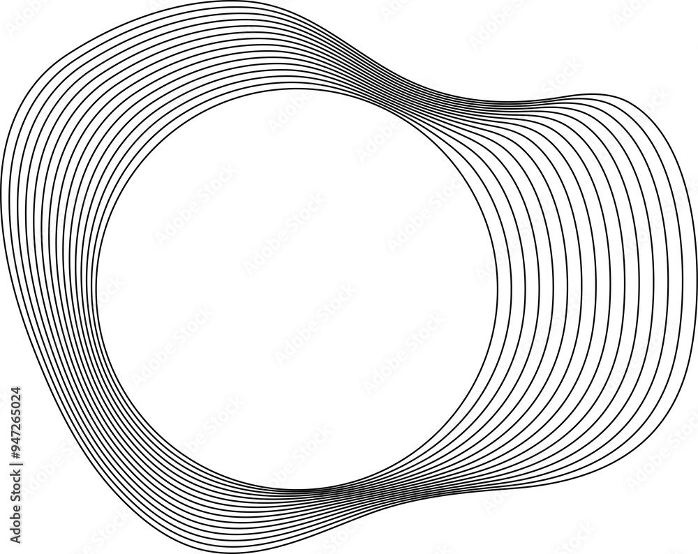 Fototapete circle liquid shapes made of lines with empty space for text