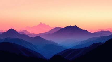 Mountain landscape at sunset