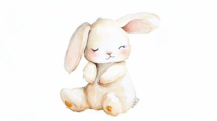 Watercolor Illustration of a Cute Bunny Rabbit