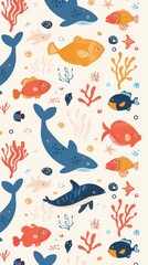 Obraz premium vector graphic of cute simple patterns of marine