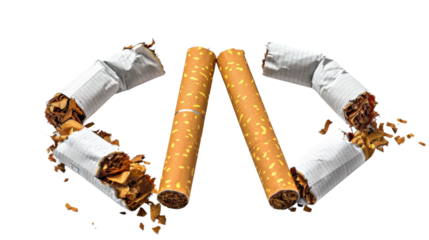 Stop smoking, no smoking cigarettes isolaed on white background