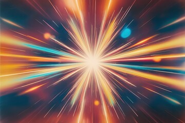 Vibrant Burst Effect with Retro Lens Flare and Soft Blurry Reflections