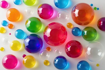 Bright Colorful Soap Bubbles on White Background for Stunning Visuals