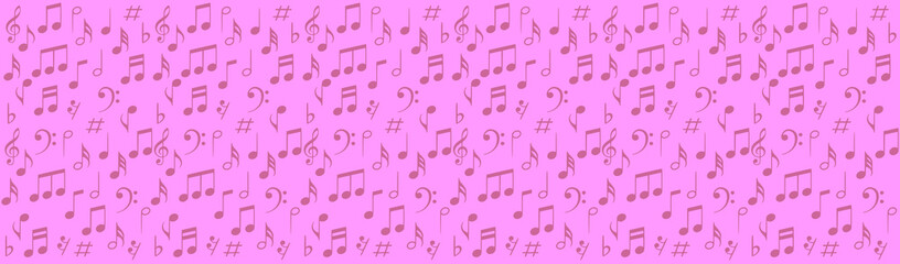 musical notes background, Seamless background of notes, Seamless background of notes on pink. vector notes background, editable color.