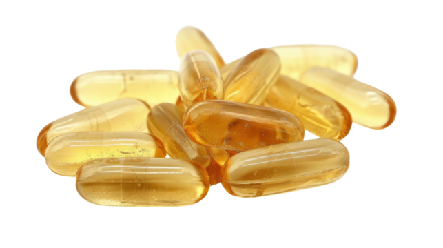 Omega 3 capsules isolated on white background