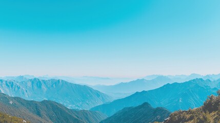 Blue Mountain Range Landscape with Clear Sky