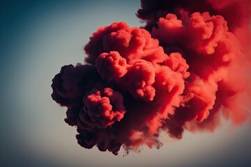Fototapeta premium Vivid Red Smoke Explosion Effect on Canvas Background